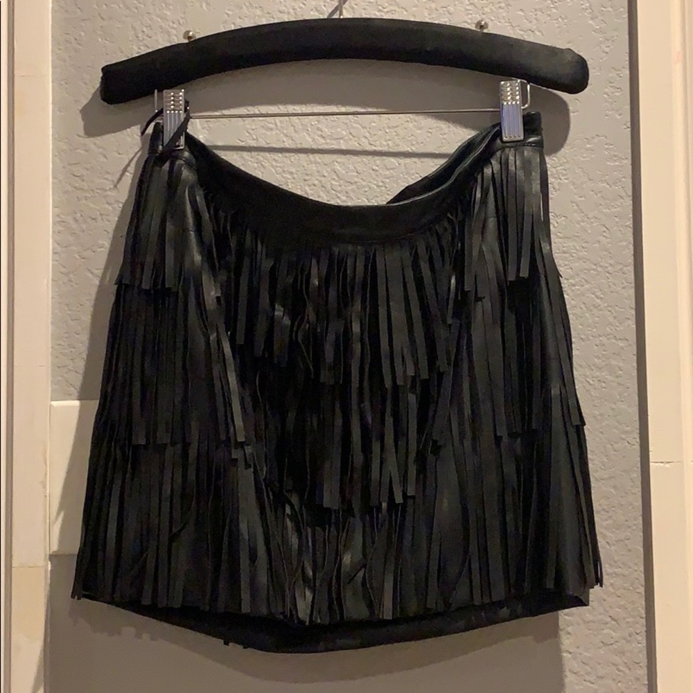 NWT Forever 21 faux leather fringe skirt .